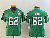Youth Philadelphia Eagles #62 Jason Kelce Green 2025 Super Bowl LIX Patch F.U.S.E. Throwback Vapor Untouchable Limited Stitched Jersey,baseball caps,new era cap wholesale,wholesale hats